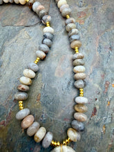 Load image into Gallery viewer, Bamboo Leaf Jasper with Calcite Stone Pendant Statement Jewelry Set
