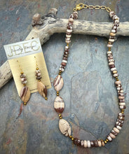 Load image into Gallery viewer, Brown Zebra Jasper Asymmetrical Jewelry Set
