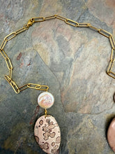 Load image into Gallery viewer, Chohua Jasper Stone Statement Necklace with Freshwater Pearl Coin Beads
