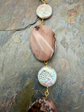 Load image into Gallery viewer, Chohua Jasper Stone Statement Necklace with Freshwater Pearl Coin Beads
