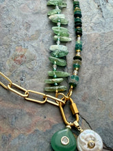 Load image into Gallery viewer, Green Kyanite and Ancient Roman Glass Interchangeable Necklace Set with Aventurine and FWP Pendants
