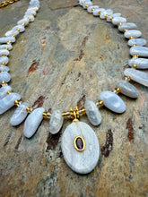 Load image into Gallery viewer, Blue Lace Agate Bib Style Pendant Necklace
