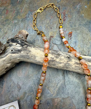 Load image into Gallery viewer, Orange Koi Jade Jewelry Set with Druzy Geode Pendant
