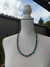 Load image into Gallery viewer, Turquoise and Snowflake Obsidian Stone Beaded Jewelry Set
