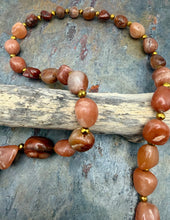 Load image into Gallery viewer, Carnelian and Agate Stone Interchangeable Necklace with Two Semi Precious Gemstone Pendants
