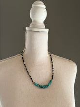 Load image into Gallery viewer, Zebra Jasper Beaded Necklace with Kingman Turquoise
