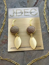 Load image into Gallery viewer, Jasper jewelry set with brass charms

