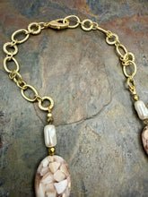 Load image into Gallery viewer, Moonstone Heart Pendant Necklace with Shell and Czech Glass Pearl Beads
