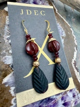 Load image into Gallery viewer, Czech Glass Earrings with Garnet Stone Beads

