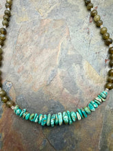 Load image into Gallery viewer, Green Labradorite Beaded Necklace with Nevada Fox Turquoise
