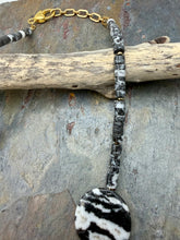 Load image into Gallery viewer, Black and White Zebra Jasper Stone Beaded Necklace
