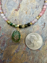 Load image into Gallery viewer, Multi Tourmaline Stone Beaded Necklace with Petite Aventurine Pendant
