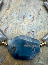 Load image into Gallery viewer, Gray Agate Stone Statement Beaded Necklace

