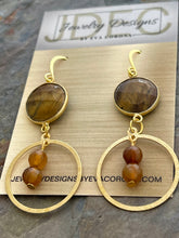 Load image into Gallery viewer, Gold Vermeil Tiger’s Eye earrings with Agate beads

