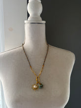 Load image into Gallery viewer, Freshwater Pearl Carabiner Clasp Necklace with Two Interchangeable Handmade Pendants

