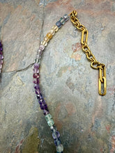 Load image into Gallery viewer, Fluorite Beaded Necklace with Heart Shaped Amethyst Pendant
