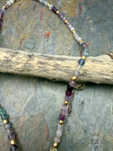 Load image into Gallery viewer, Cubed Fluorite Carabiner Clasp Necklace with Three Interchangeable Pendants
