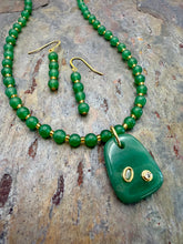 Load image into Gallery viewer, Green Aventurine Pendant Necklace and Earring Jewelry Set

