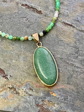 Load image into Gallery viewer, Green Aventurine stone pendant necklace with Chrysoprase be
