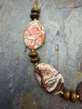 Load image into Gallery viewer, Mushroom Jasper and Tiger’s Eye Stone Statement Necklace
