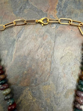 Load image into Gallery viewer, Ocean Jasper Carabiner Necklace with Carnelian and Quartz Interchangeable Pendants
