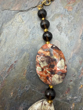Load image into Gallery viewer, Orange Mushroom Jasper Statement Necklace with Smoky Quartz
