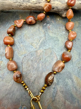 Load image into Gallery viewer, Carnelian and Agate Stone Interchangeable Necklace with Two Semi Precious Gemstone Pendants
