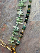 Load image into Gallery viewer, Green Kyanite and Ancient Roman Glass Interchangeable Necklace Set with Aventurine and FWP Pendants
