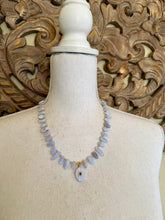Load image into Gallery viewer, Blue Lace Agate Bib Style Pendant Necklace
