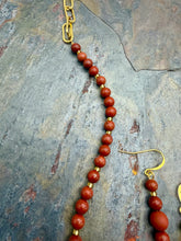 Load image into Gallery viewer, Carnelian Pendant Necklace and Earring Jewelry Set with Red Jasper beads
