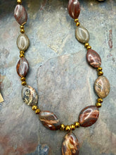 Load image into Gallery viewer, Red Wooden Jasper Beaded Y Necklace Jewelry Set

