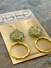 Load image into Gallery viewer, Light blue Czech glass flower earrings
