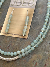 Load image into Gallery viewer, Light blue Chalcedony stone nesting necklace and earring set
