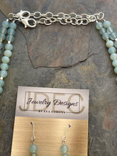 Load image into Gallery viewer, Light blue Chalcedony stone nesting necklace and earring set
