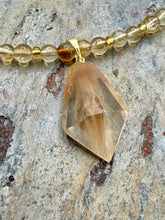 Load image into Gallery viewer, Citrine Stone Beaded Necklace with Rutile in Quartz Pendant
