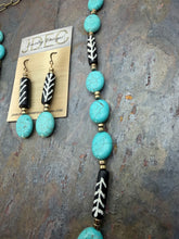Load image into Gallery viewer, Stabilized Turquoise Stone Beaded Jewelry Set with Bone Beads
