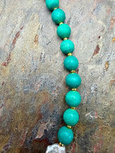 Load image into Gallery viewer, Magnesite  Stone Beaded Asymmetrical Necklace with Freshwater Pearl Focal
