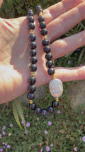 Load and play video in Gallery viewer, Blue Goldstone Stone Beaded Necklace with Freshwater Pearl Focal

